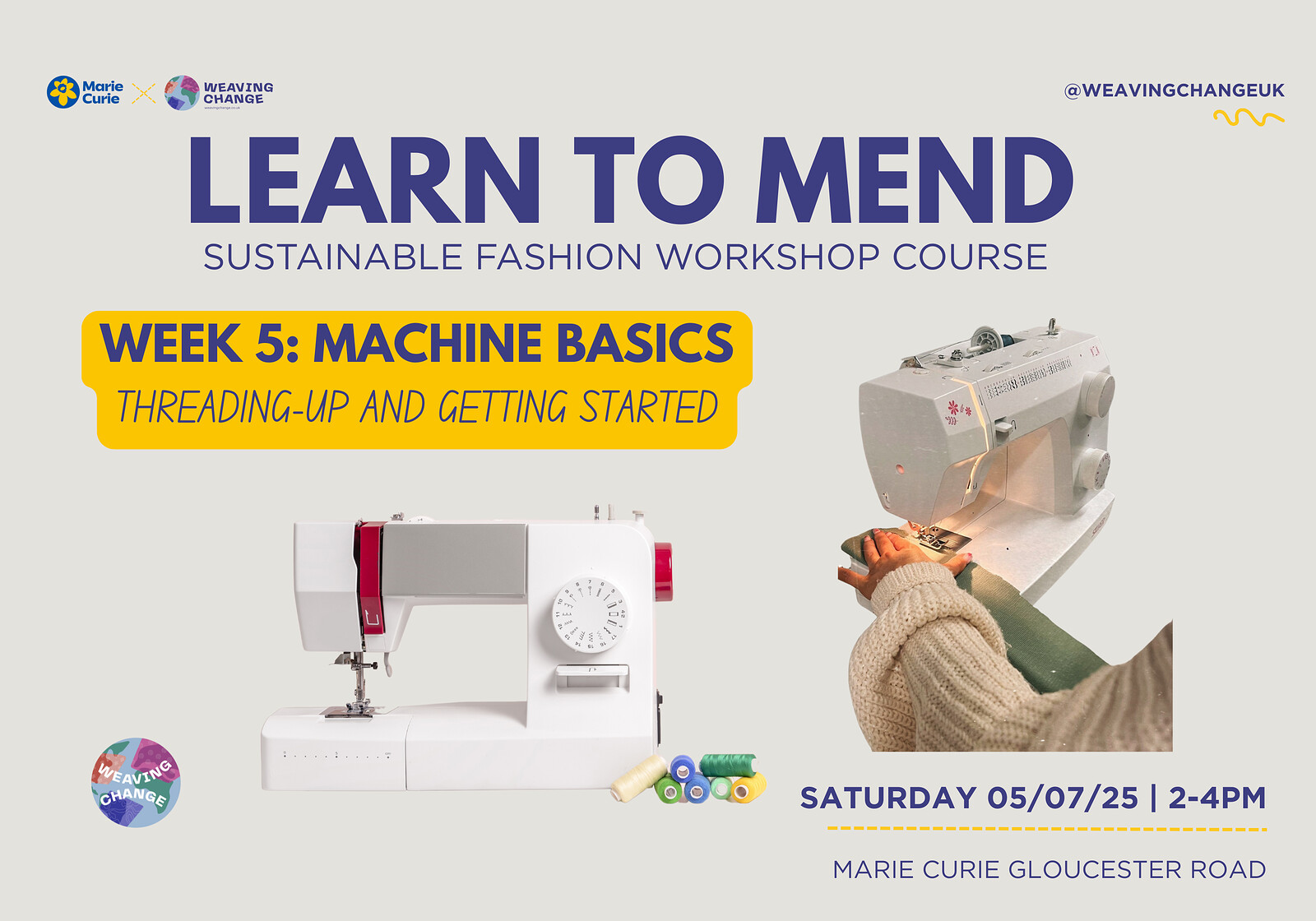 How to mend your wardrobe - machine basics at Marie Curie Charity Shop Gloucester road