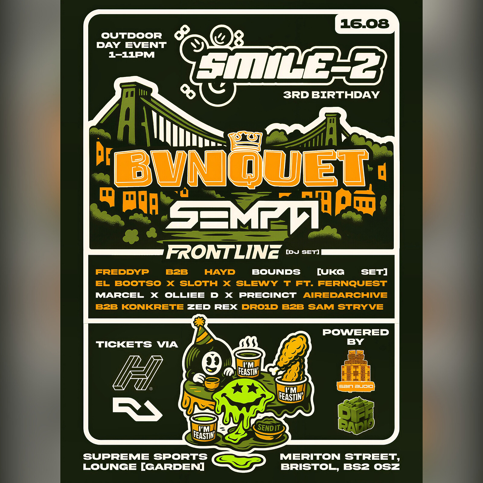 SMILE-Z 3RD BDAY: BVNQUET, SEMPA, FRONTLINE - UKG/140 Outdoor Day Event at Supreme Sports Lounge Garden
