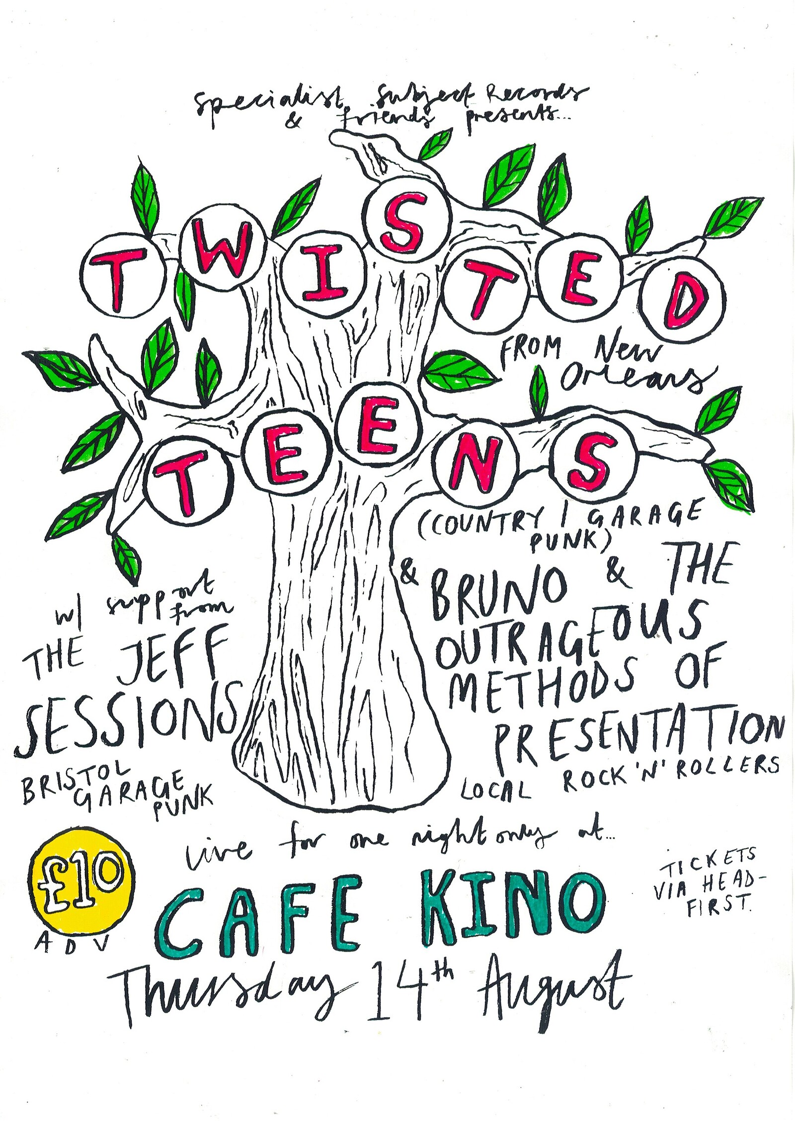 TWISTED TEENS , Bruno BOMP and The Jeff Sessions at Cafe Kino