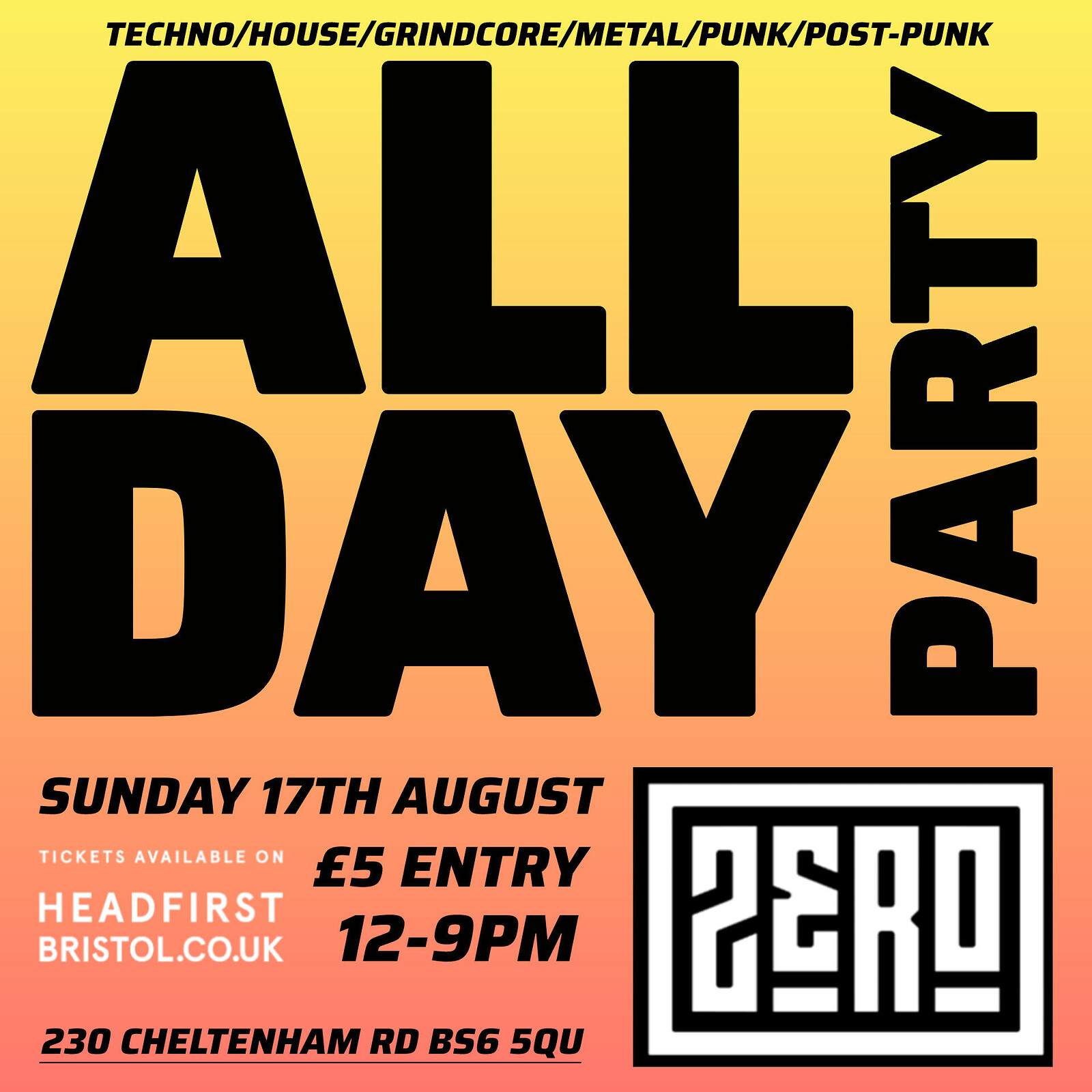 ALL DAY PARTY at ZERO at Zero Barbershop