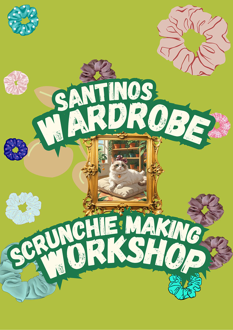 Santinos Wardrobe - Scrunchie making workshop at Curbside ethos