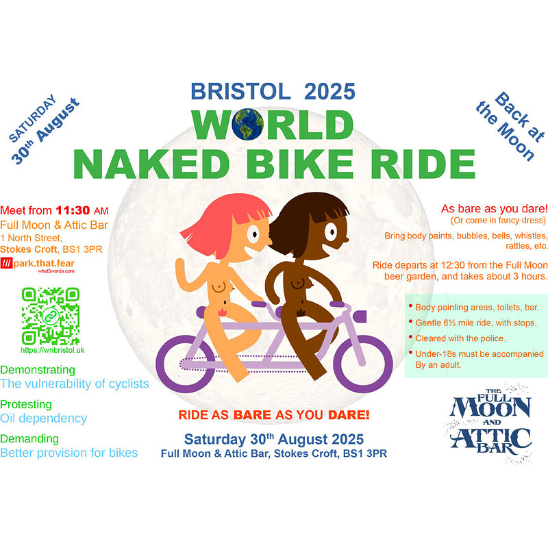 Bristol World Naked Bike Ride at The Full Moon & Attic Bar
