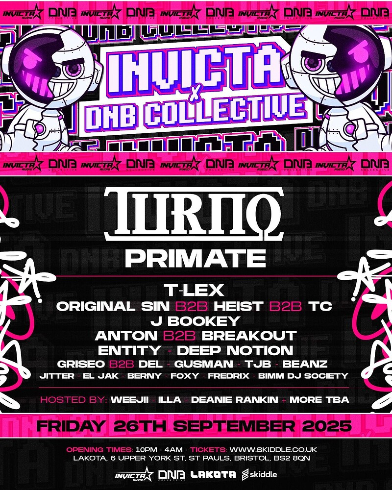 Invicta Audio x DNB Collective | Bristol | Turno, Primate, T-Lex & More at Lakota