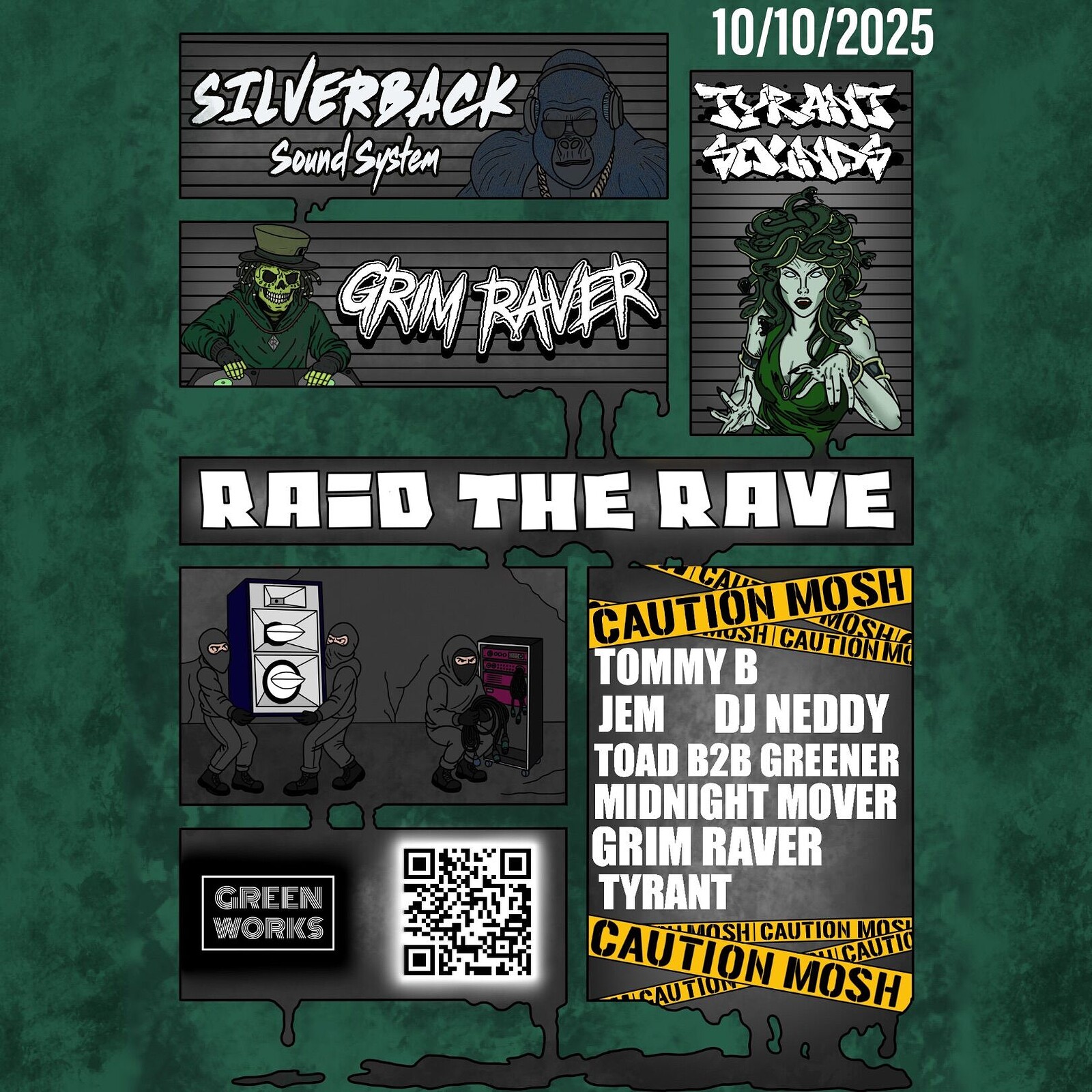RAID THE RAVE: SILVERBACK x TYRANT x GRIMRAVER at Green Works