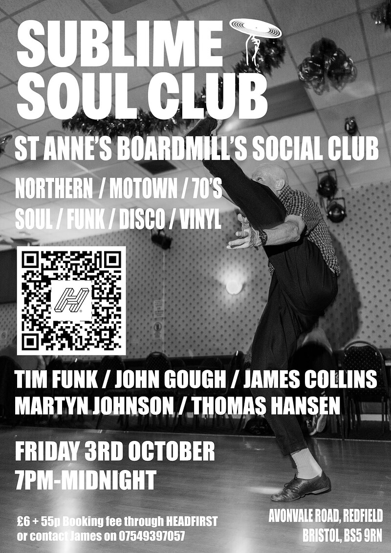 Sublime Soul Club - Northern Soul, Motown, 70’s, Funk and Disco Vinyl Night at St Anne’s Boardmills Social Club