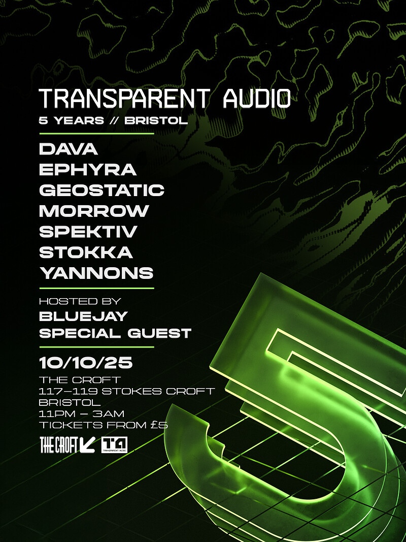 5 Years of Transparent Audio w/ Spektiv, Geostatic & More at The Croft