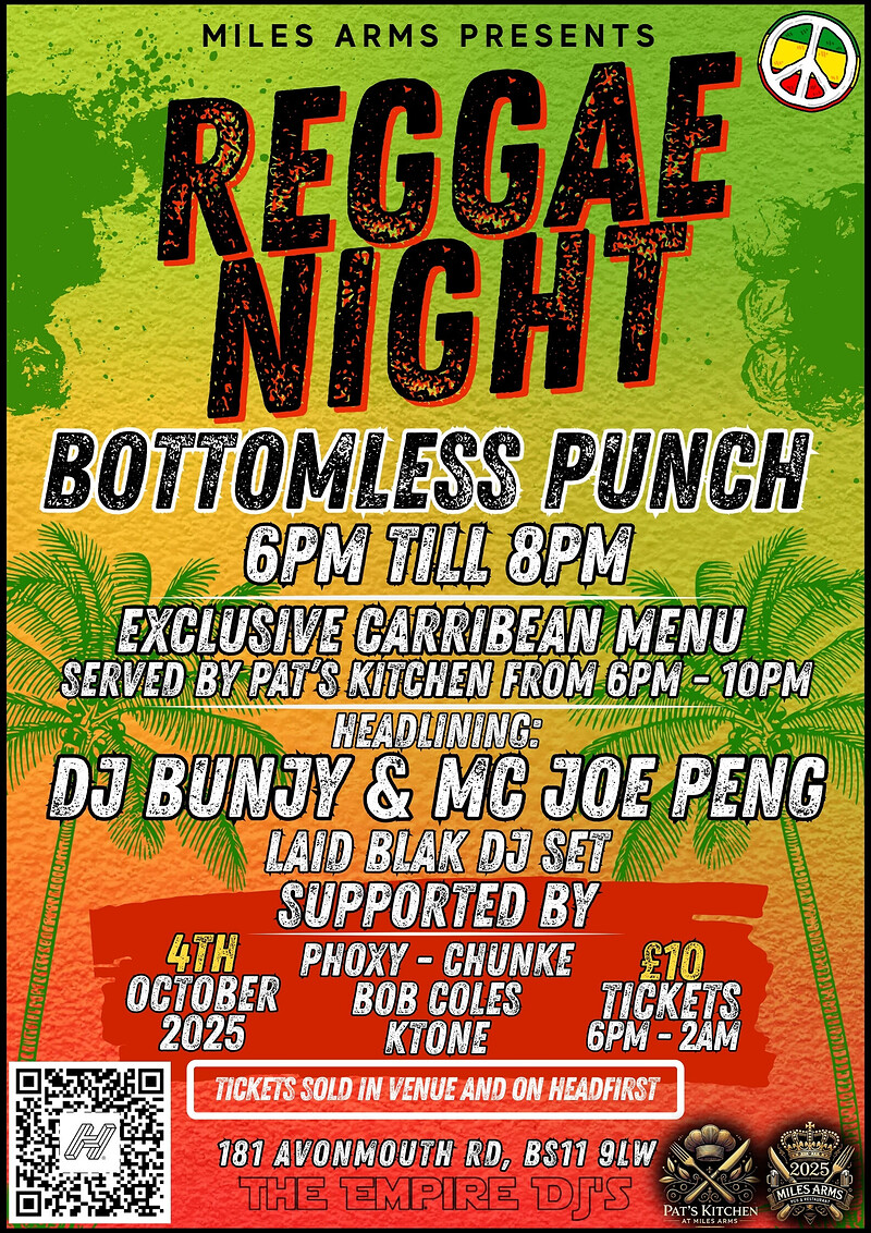 REGGAE NIGHT - MILES ARMS at Miles Arms Pub