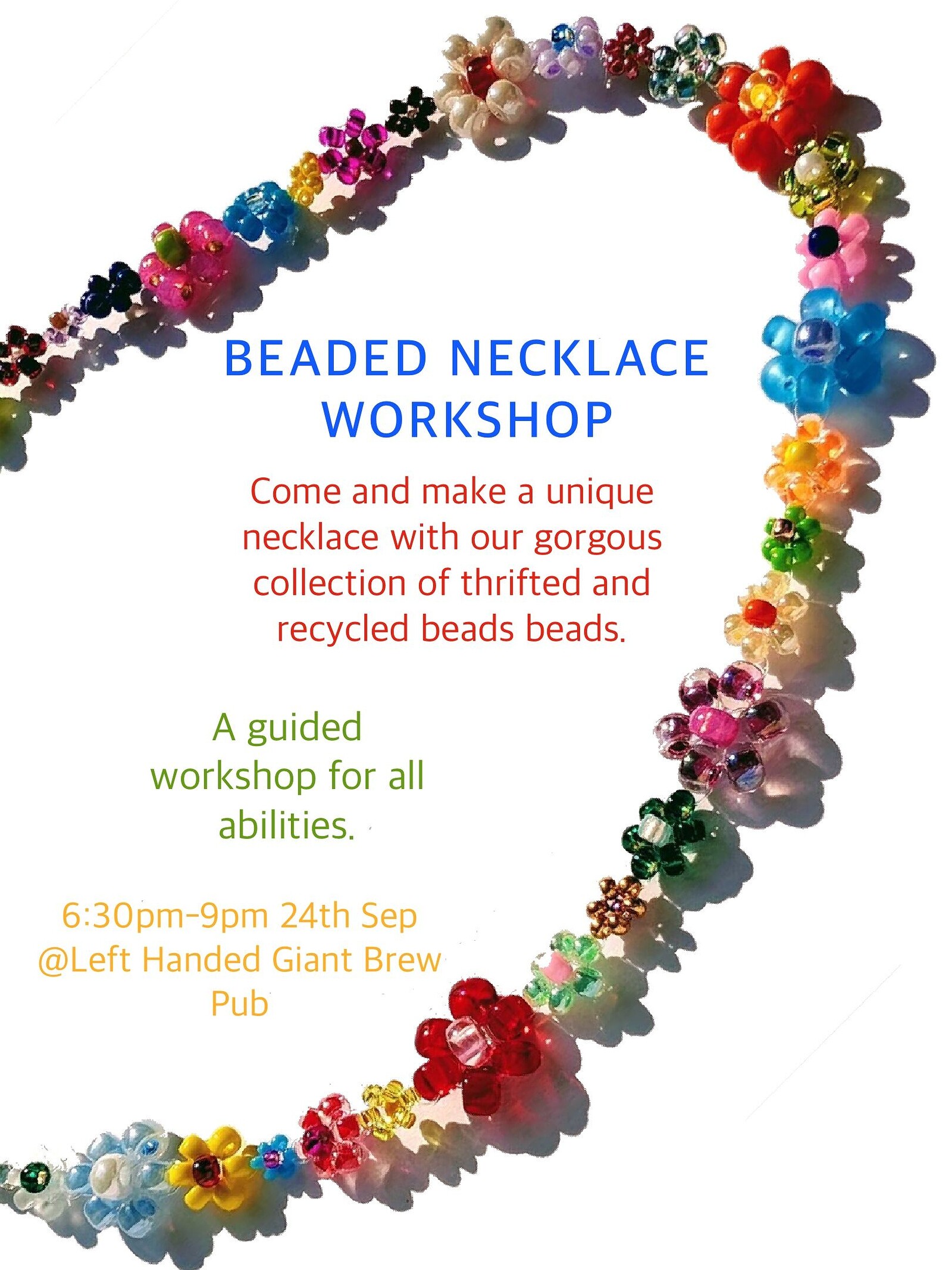 Make your own necklace at LHG at Left handed giant brew pub