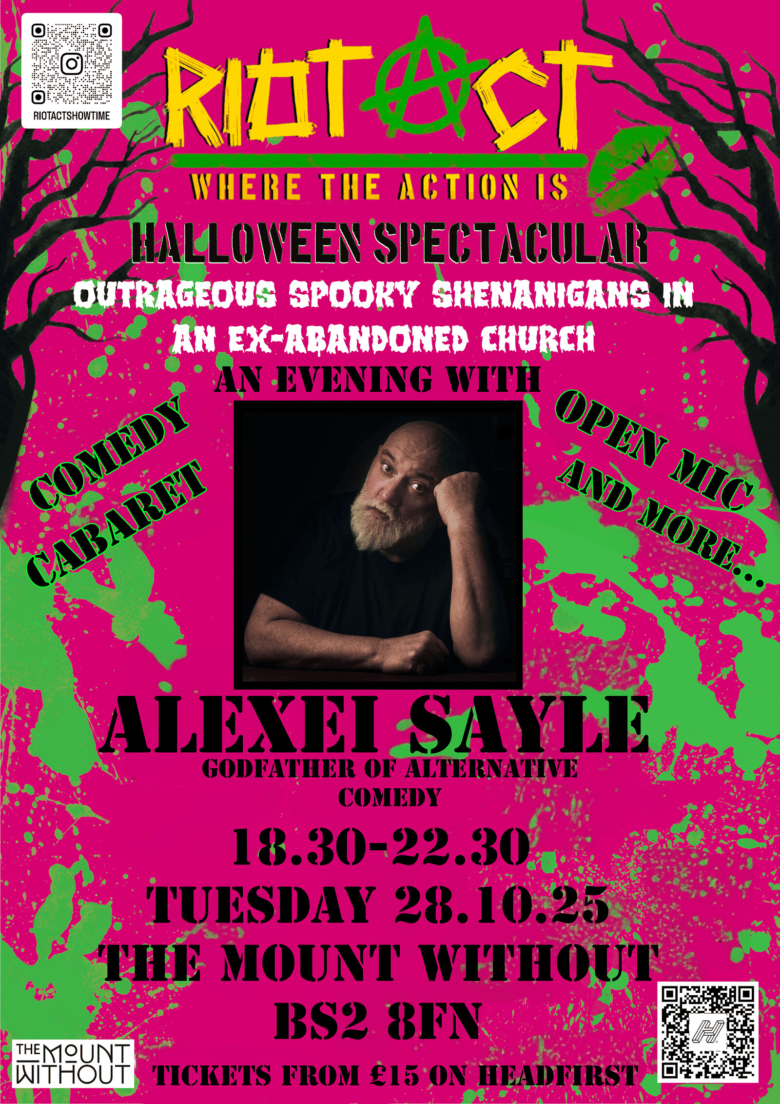 RIOT ACT: The Halloween Spectacular w/ Alexei Sayle at The Mount Without