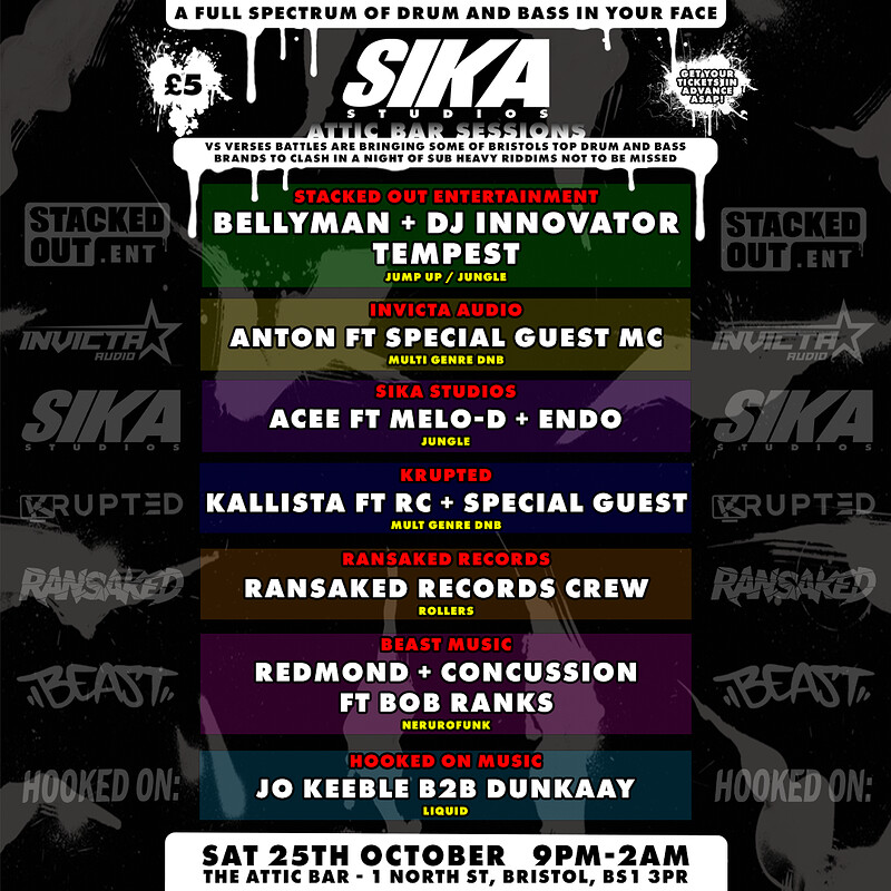 SIKA studios presents: Vs Verses Brand Wars - The DnB clash at The Full Moon & Attic Bar