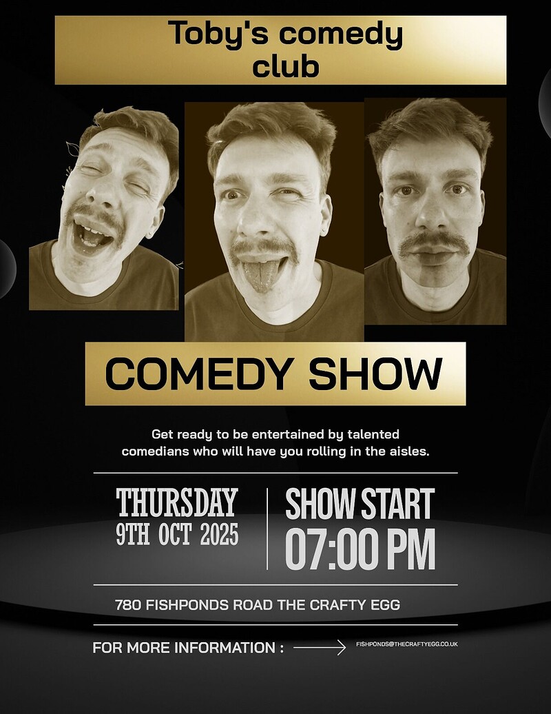 Toby's comedy Club at The Crafty Egg (Fishponds)