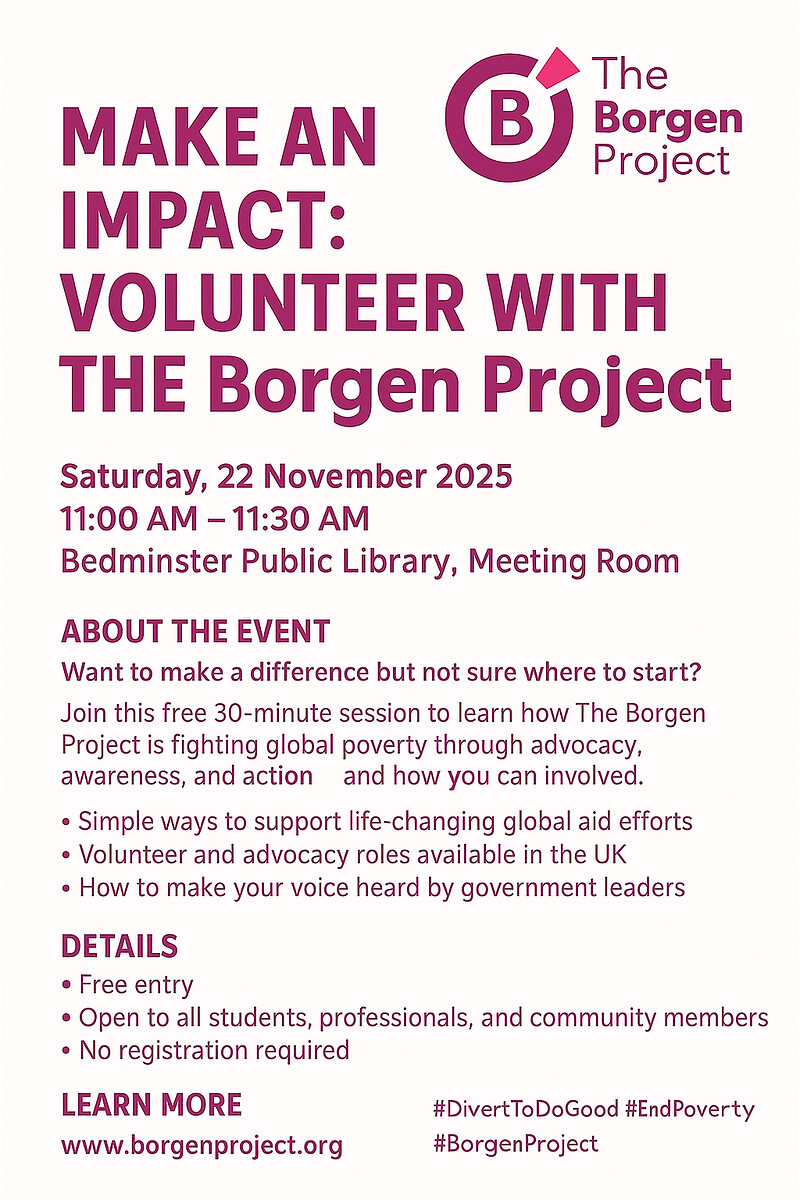 Volunteer with The Borgen Project at Bedminster Library, Meeting rooms