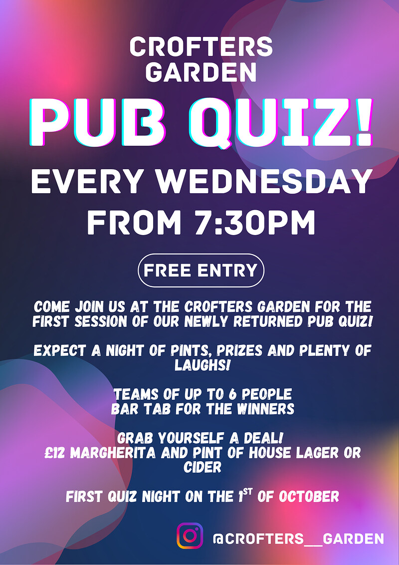 Crofters Garden Pub Quiz at Crofters Garden