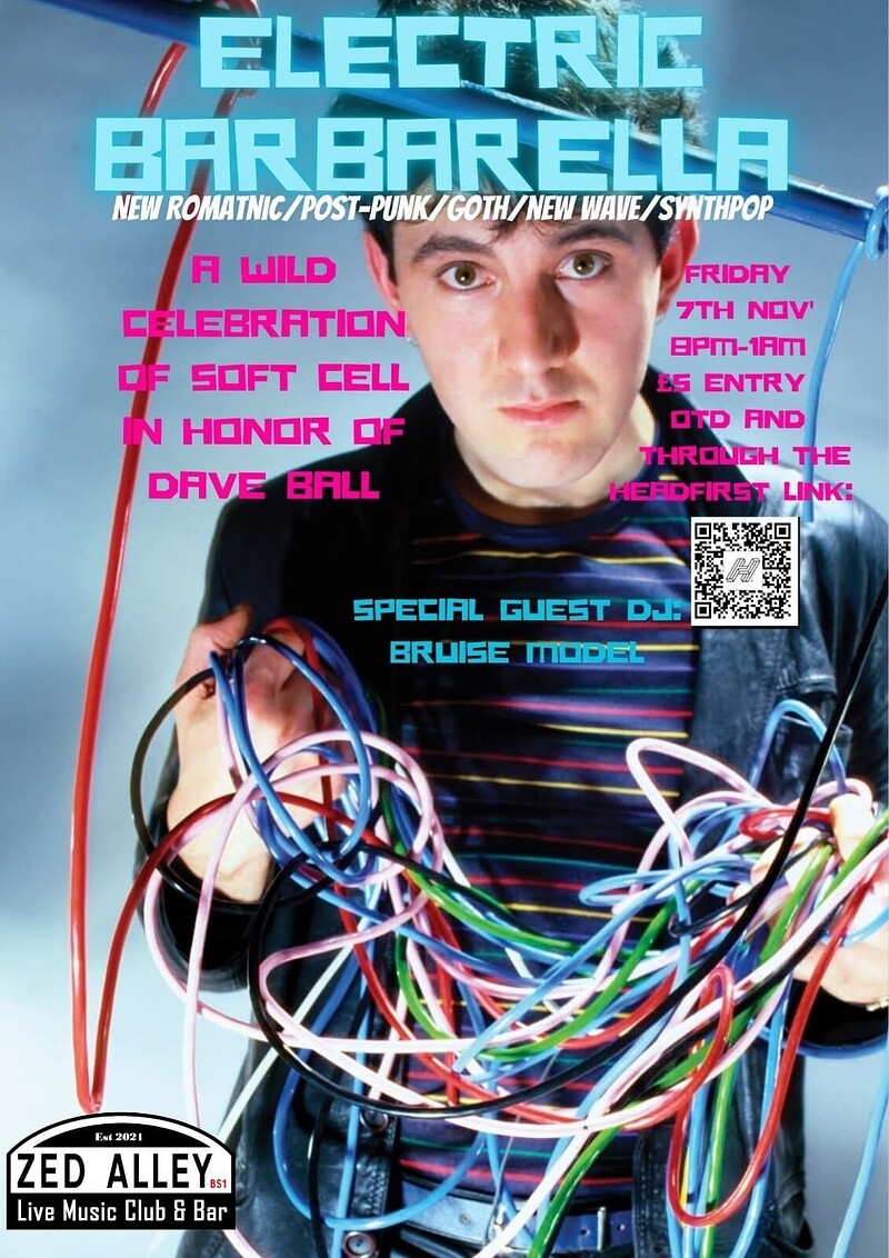 Electric Barbarella-A Wild Celebration of Soft Cell and Dave Ball at Zed Alley