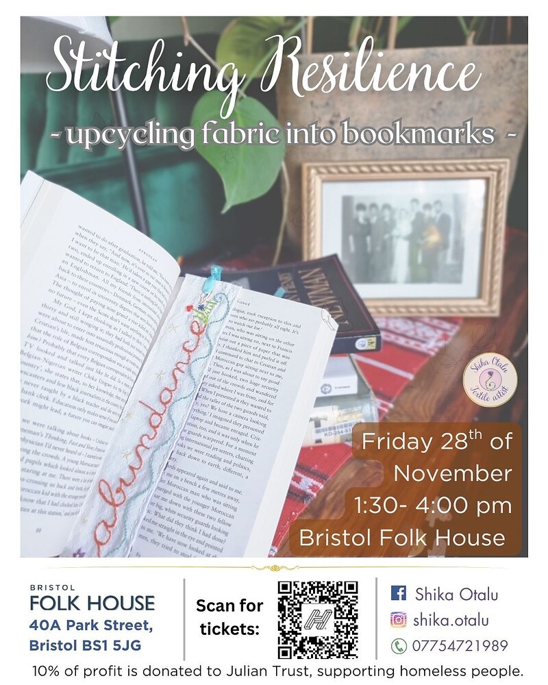 Stitching Resilience - Textile bookmarks at Bristol Folk House