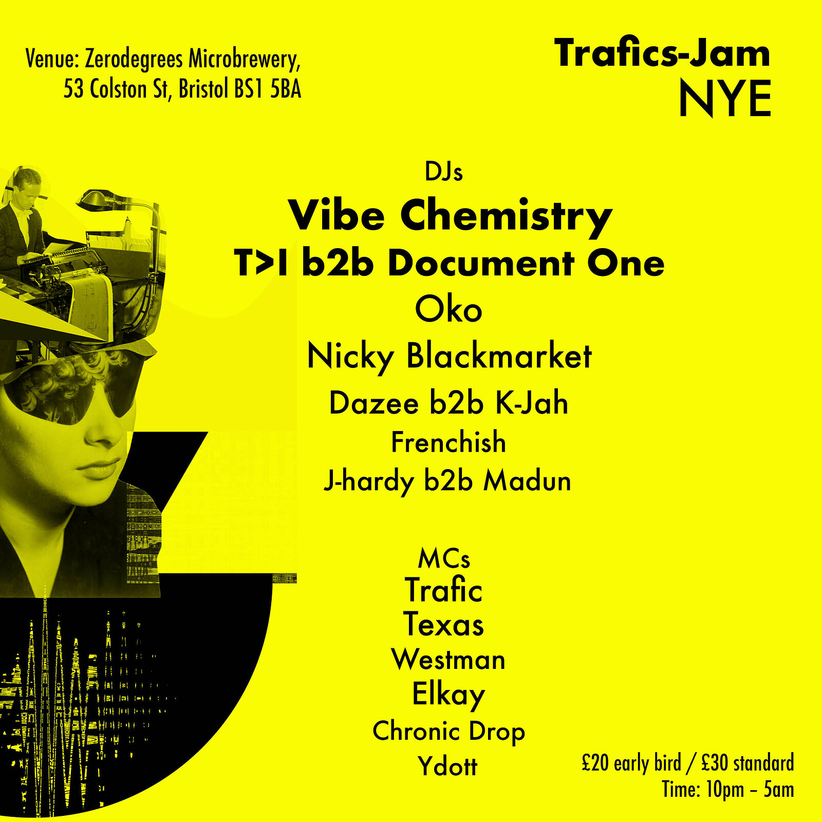 Trafic's NYE Jam at Zero Degrees Microbrewery, 53 Colston St, BS1 5BA