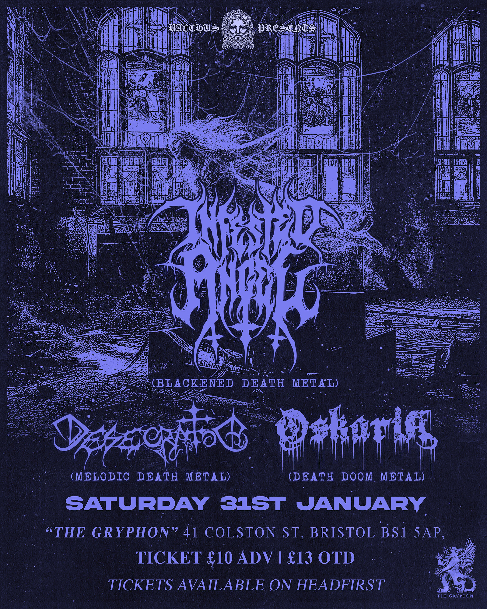 Infested Angel, Desecrator & Oskaria at The Gryphon