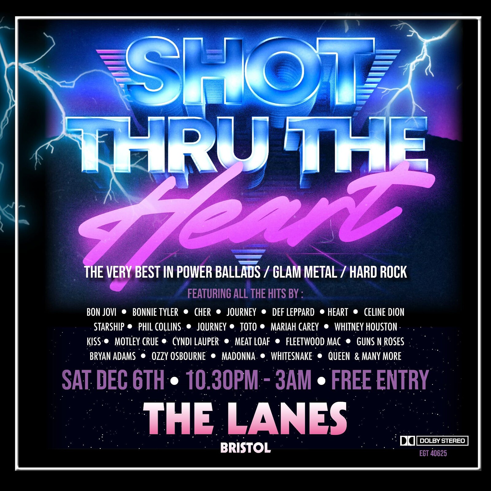 SHOT THRU THE HEART - POWER BALLAD NIGHT at The Lanes