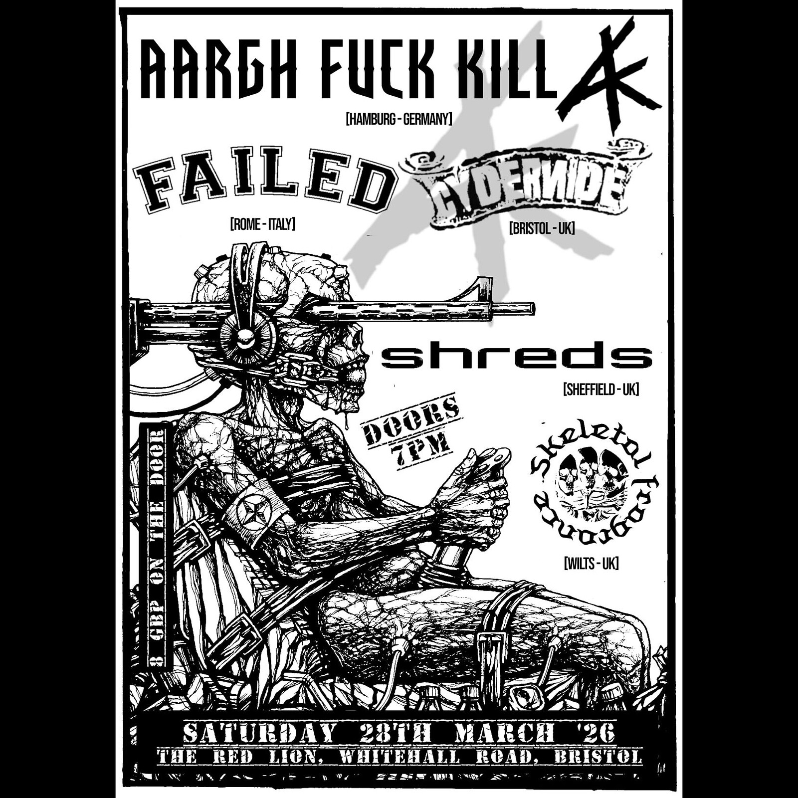 AFK , SHREDS, CYDERNIDE, SKELETAL FRAGRANCE at The Red Lion