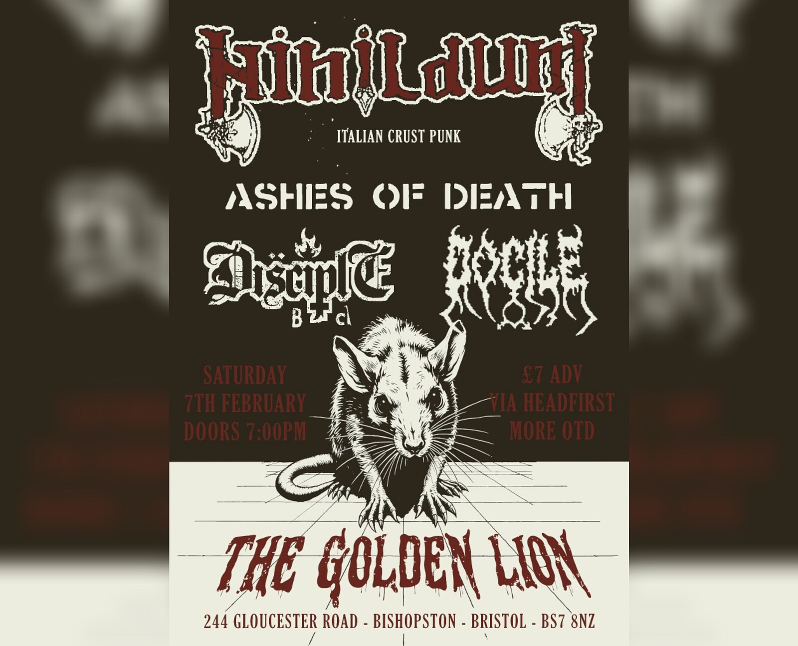 NIHILDUM , ASHES OF DEATH, DISCIPLE BC, DOCILE at The Golden Lion