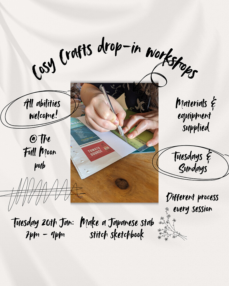 Cosy Crafts drop-in workshops at The Full Moon & Attic Bar