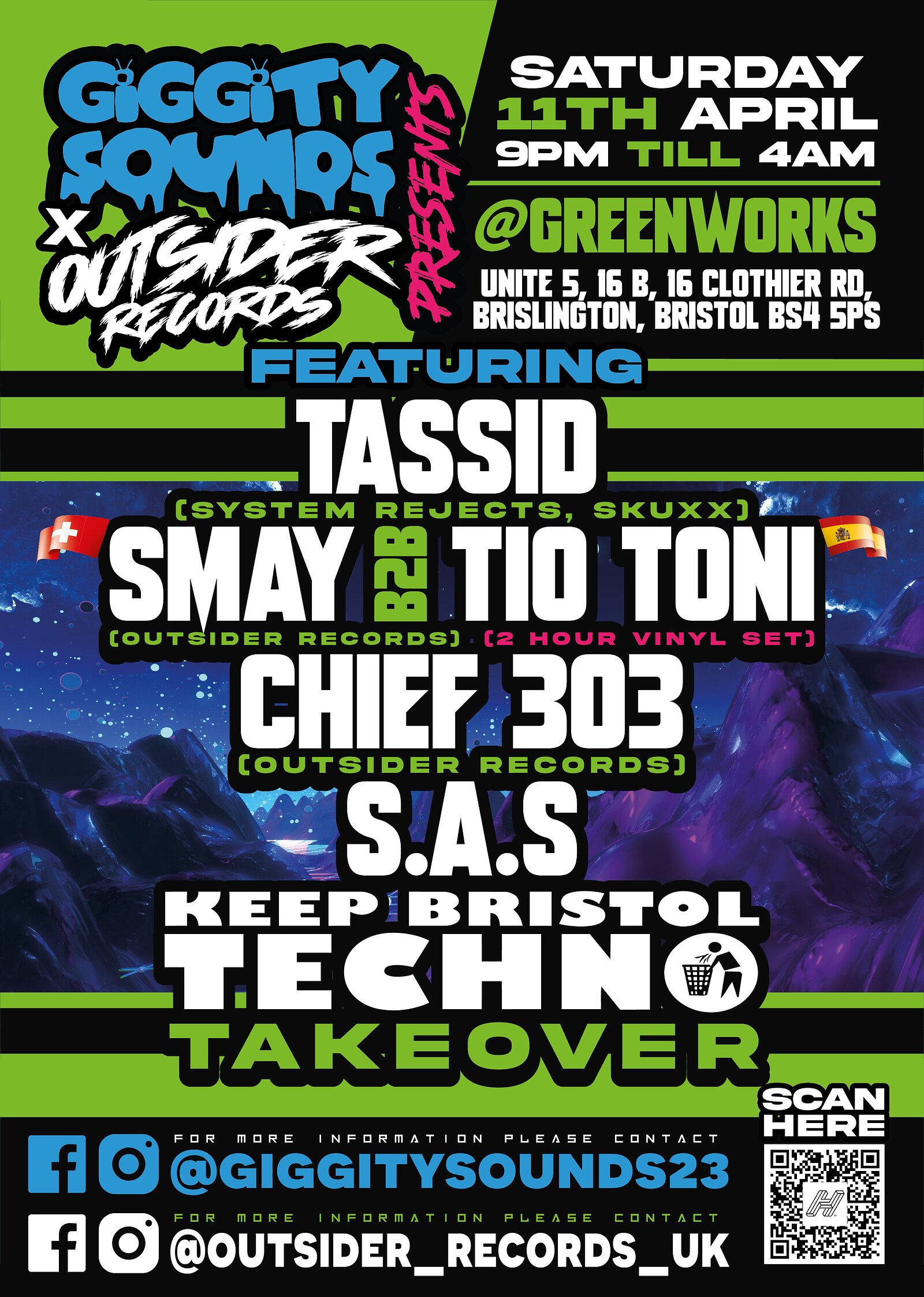 Giggity Sounds x Outsider Records: A night of serious Techno at Green Works