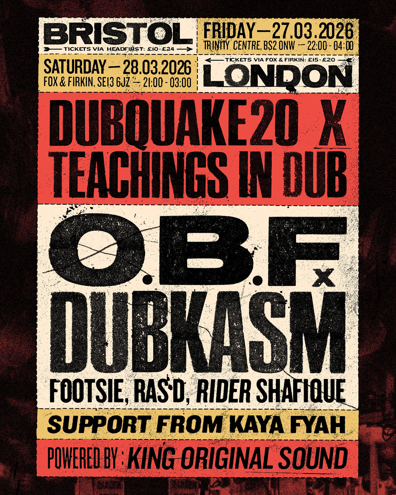 Dubquake 20 x Teachings in Dub at The Trinity Centre