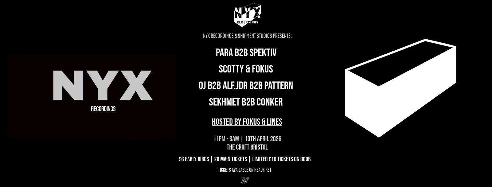 Nyx Recordings & Shipment Studios Presents: at The Croft