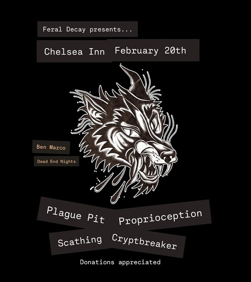 Plague Pit, Proprioception, Cryptbreaker, Scathing at The Chelsea Inn at The Chelsea Inn