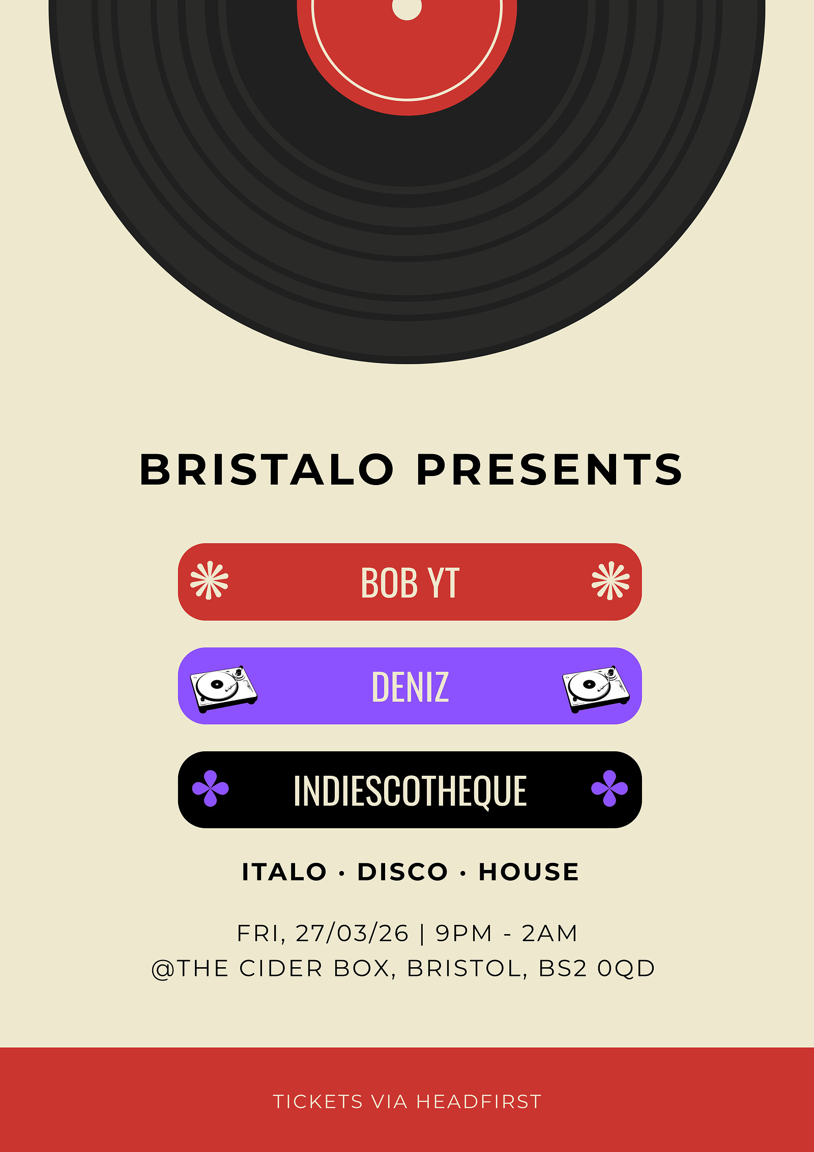 Bristalo w/ Bob YT & Deniz & Indiescotheque at The Cider Box Tap Room