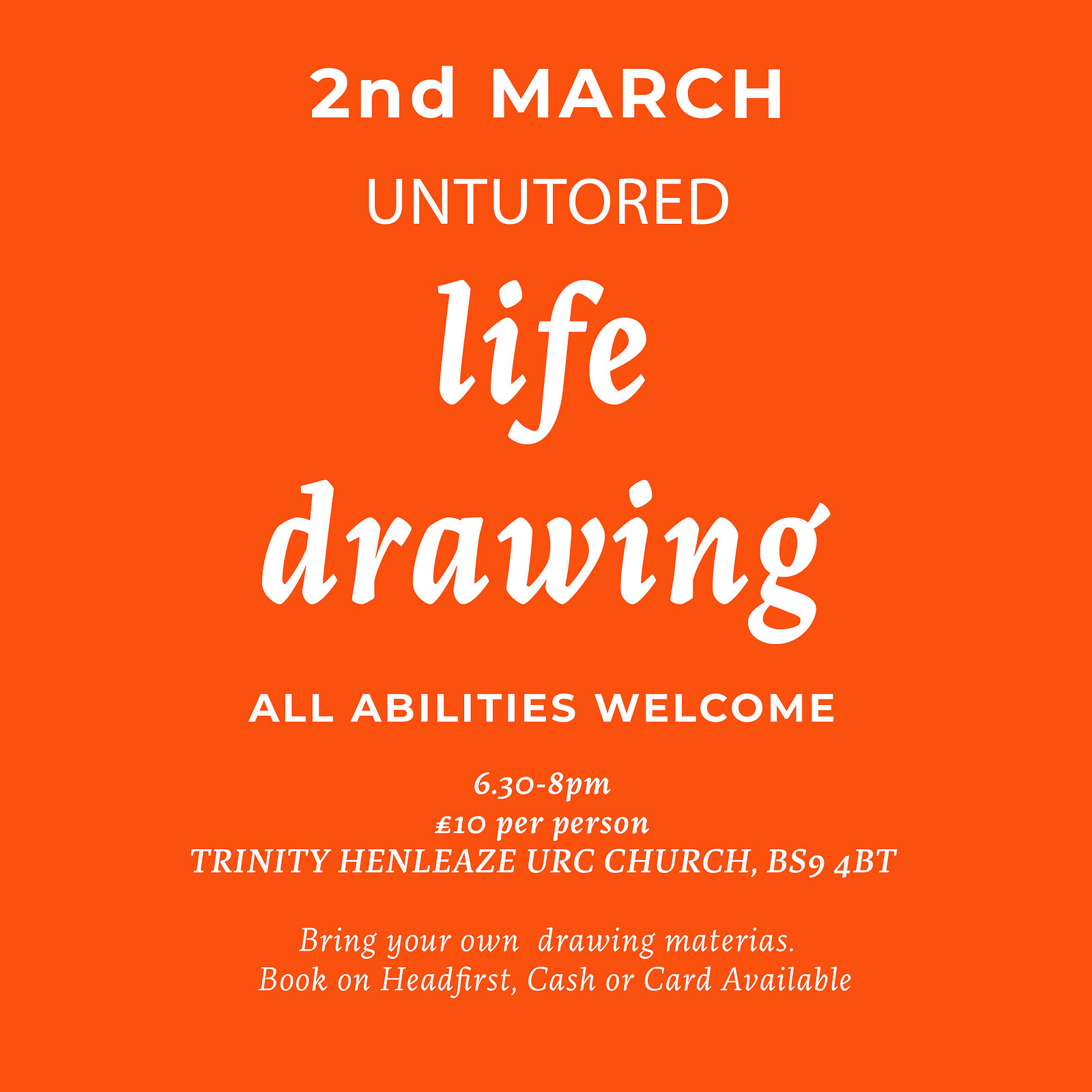 Life Drawing Class - Henleaze at Trinity Henleaze URC Church