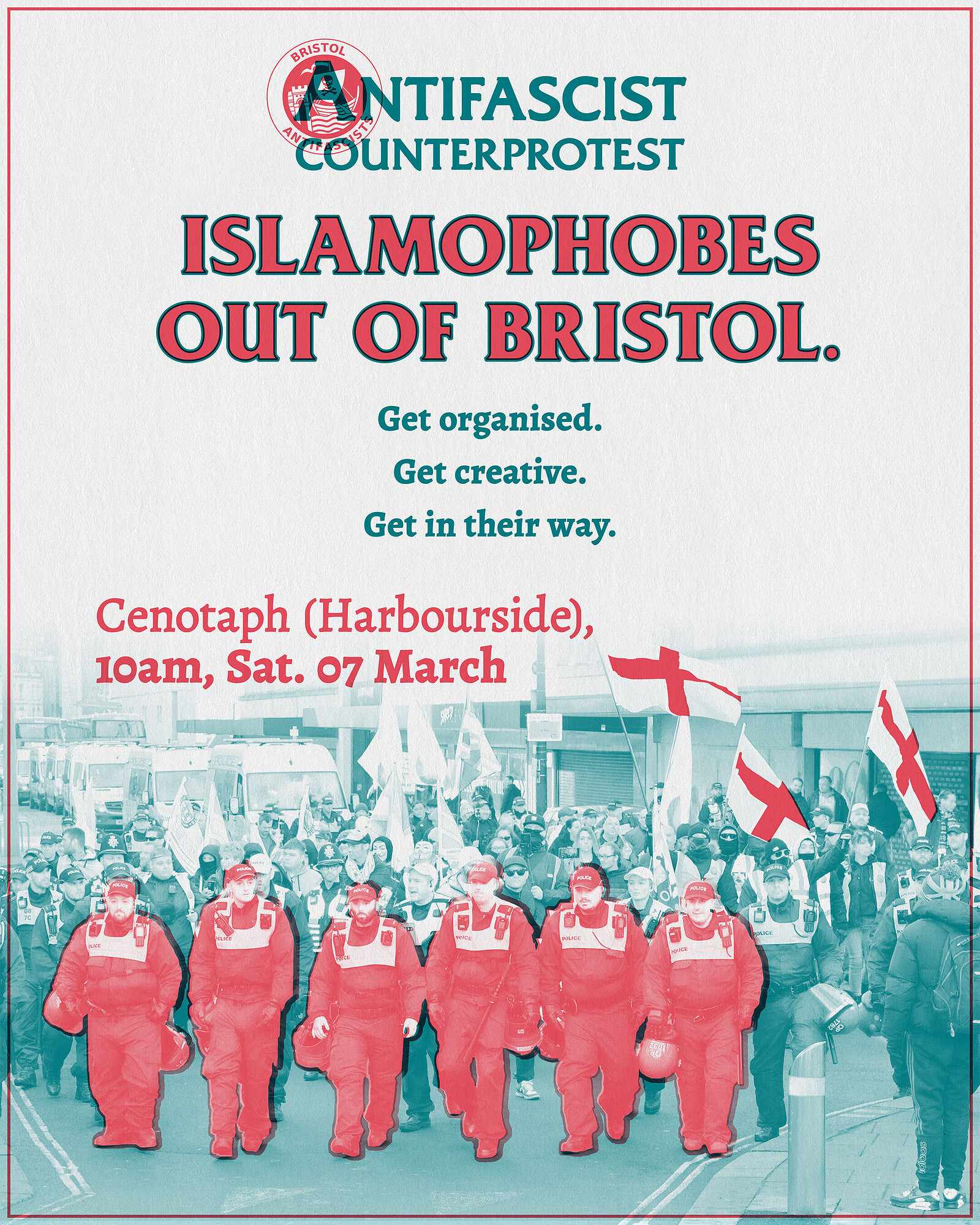 Islamaphobes Out Of Bristol Stop Bristol Patriots Racist March at The Cenotaph