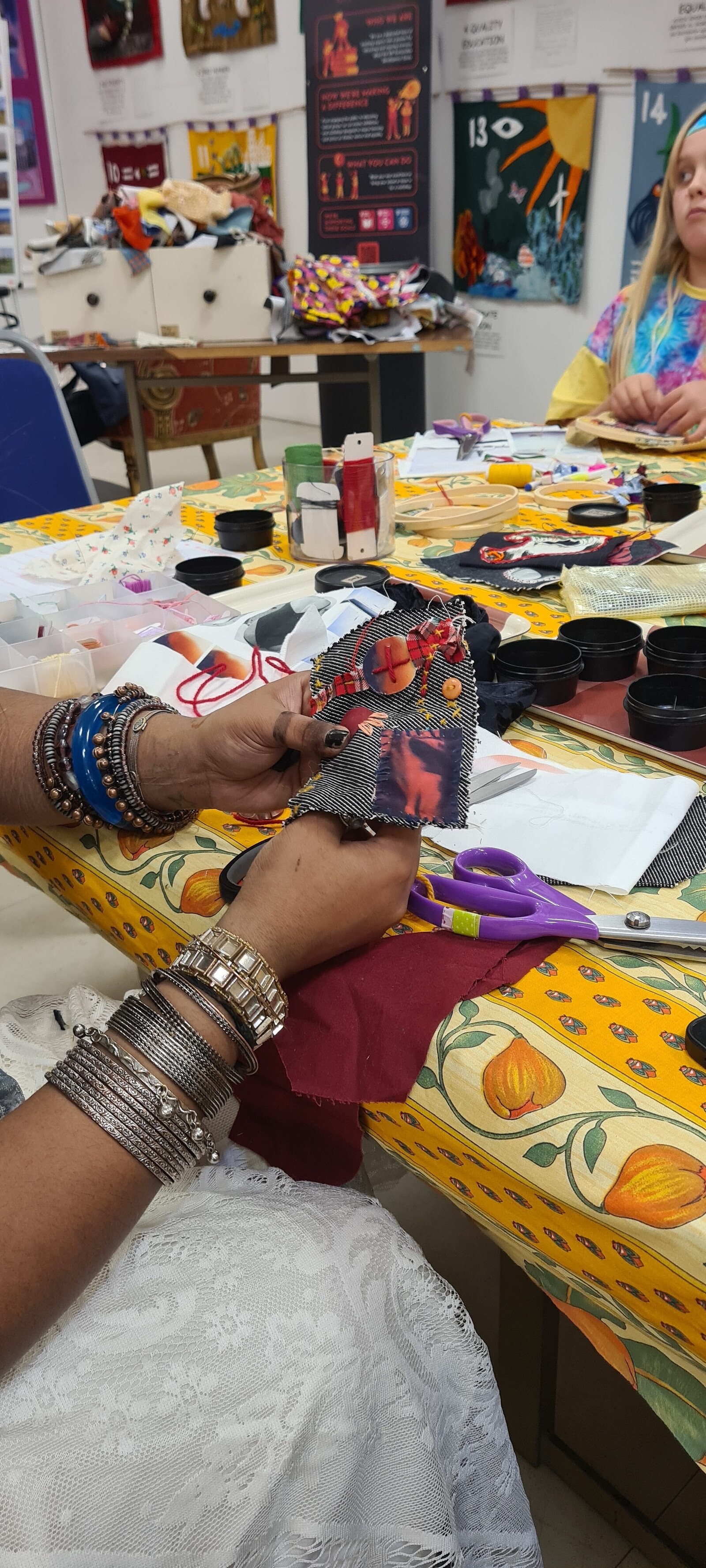 Collaging with Scrap Fabrics at the Slow Fashion Studio at Slow Fashion Studio @ Sparks Bristol