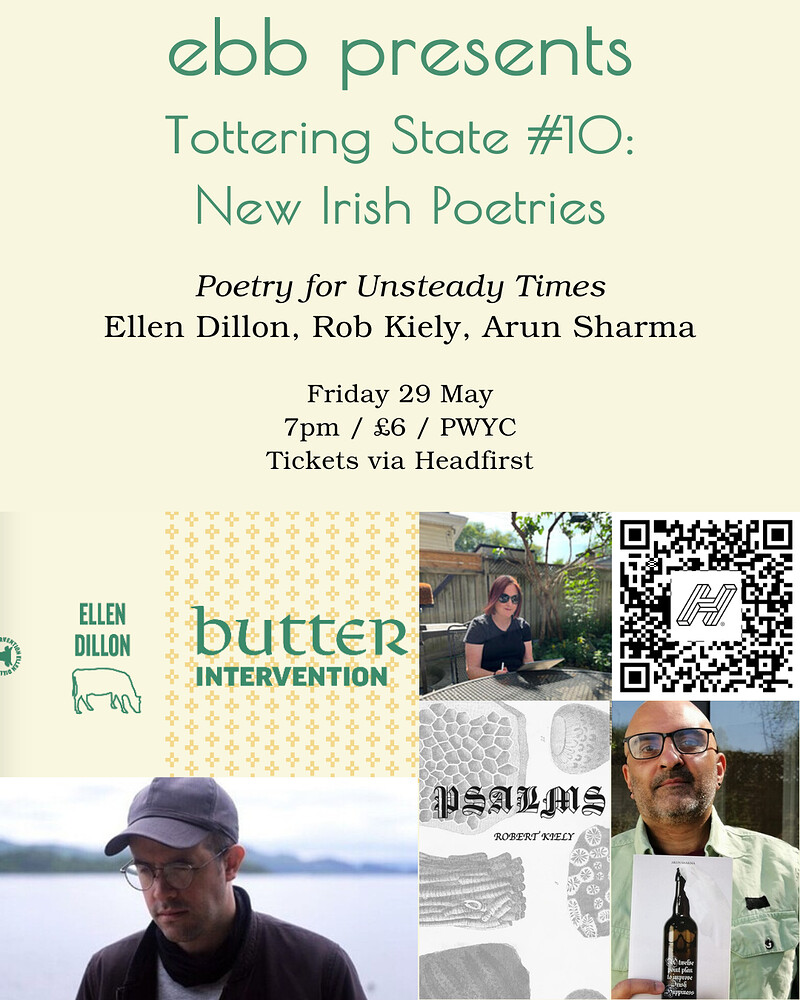 New Irish Poetries: Ellen Dillon, Arun Sharma, Rob Kiely at East Bristol Books