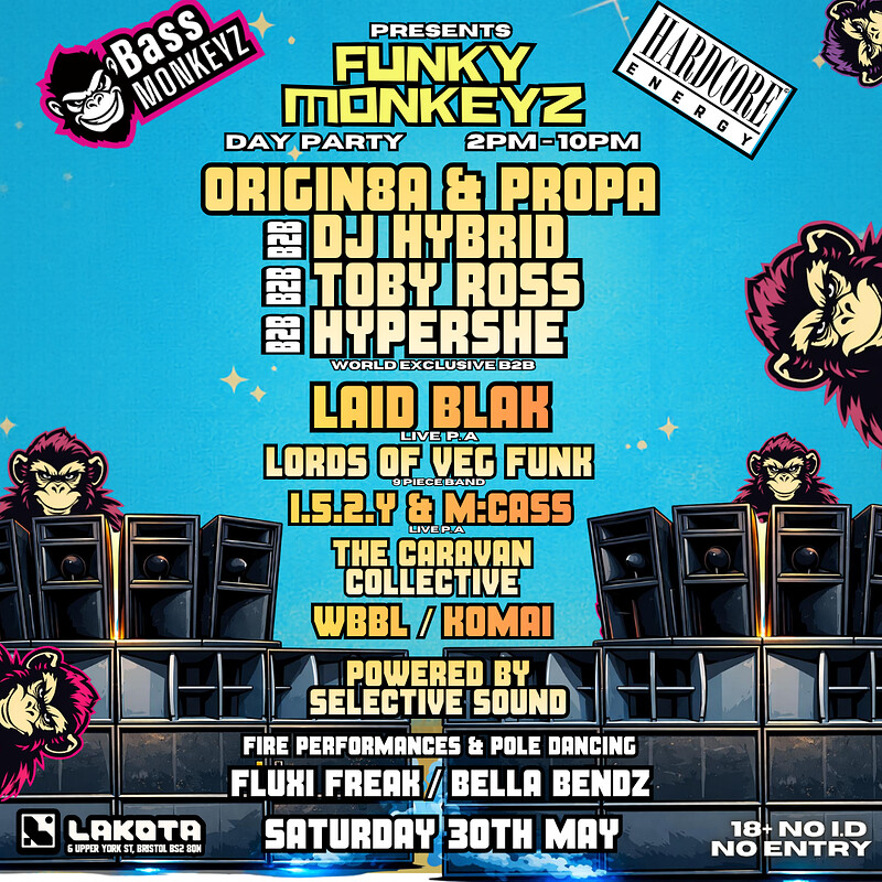 BASS MONKEYZ PRESENTS: FUNKY MONKEYZ DAY PARTY at Lakota