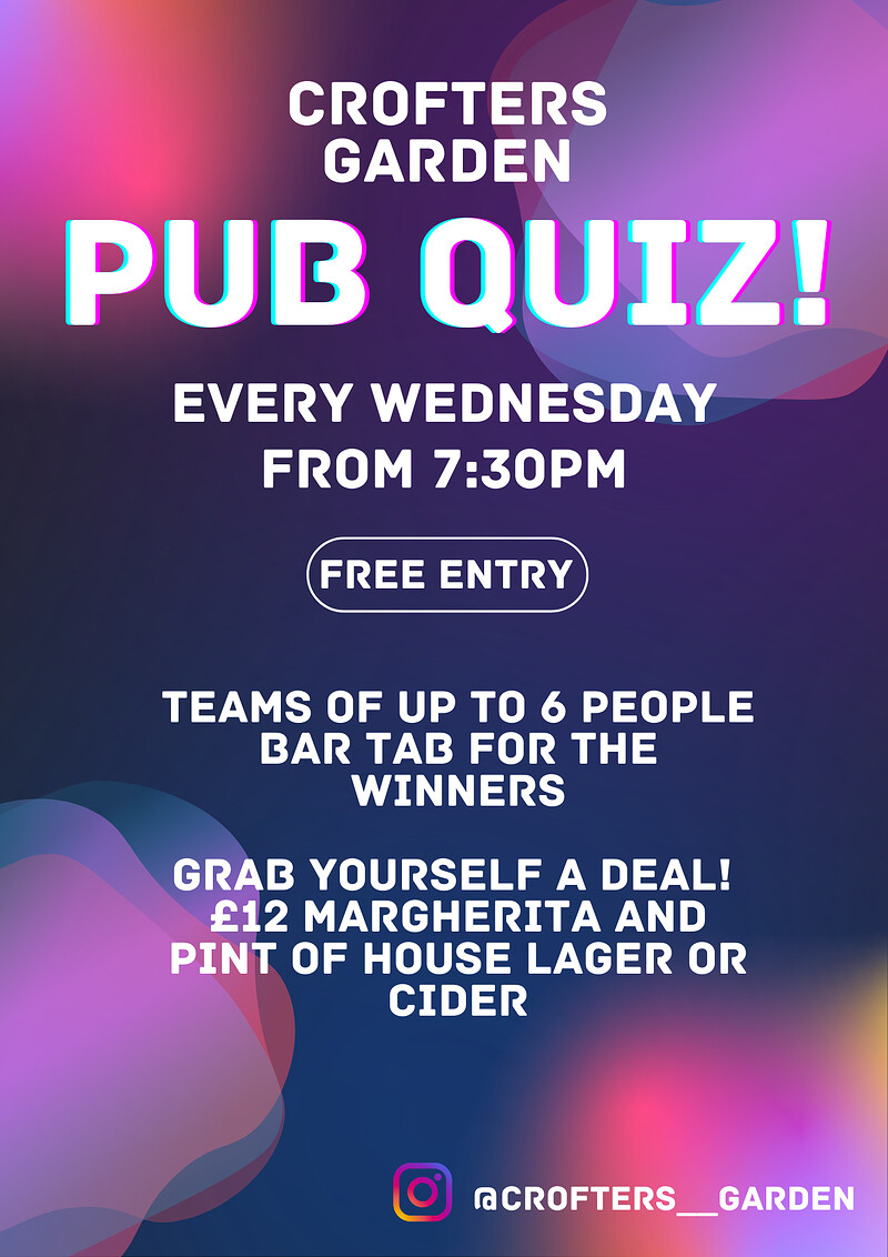 Crofters Garden Pub Quiz at Crofters Garden