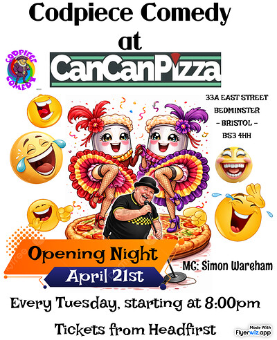 Codpiece Comedy at Can Can Pizza