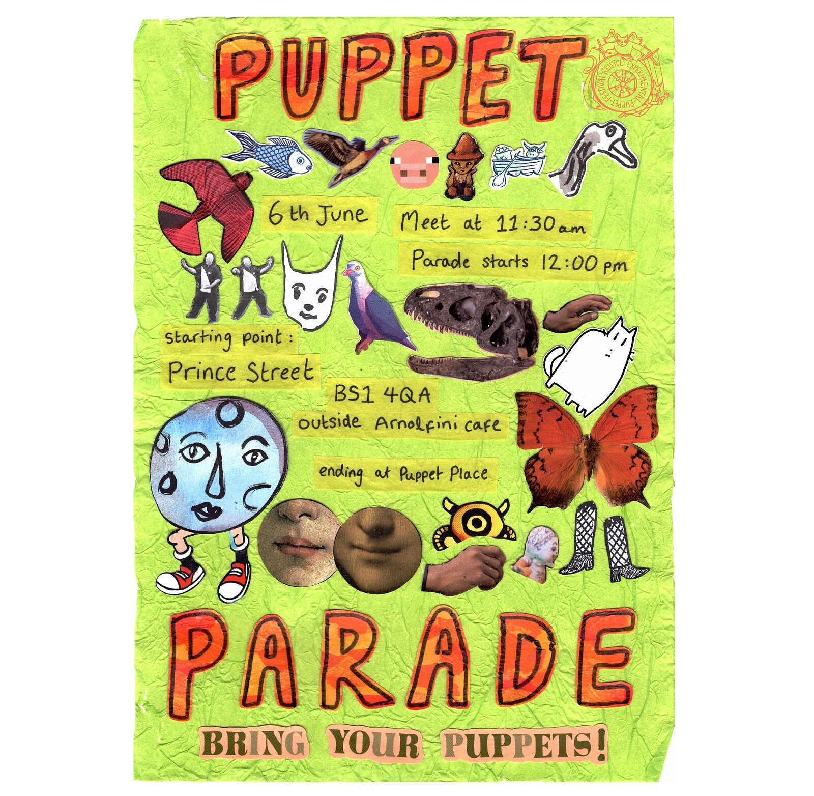 PUPPET PARADE ✹ BRISTOL EXPERIMENTAL PUPPET FESTIVAL ✹ at Outside Arnolfini Cafe
