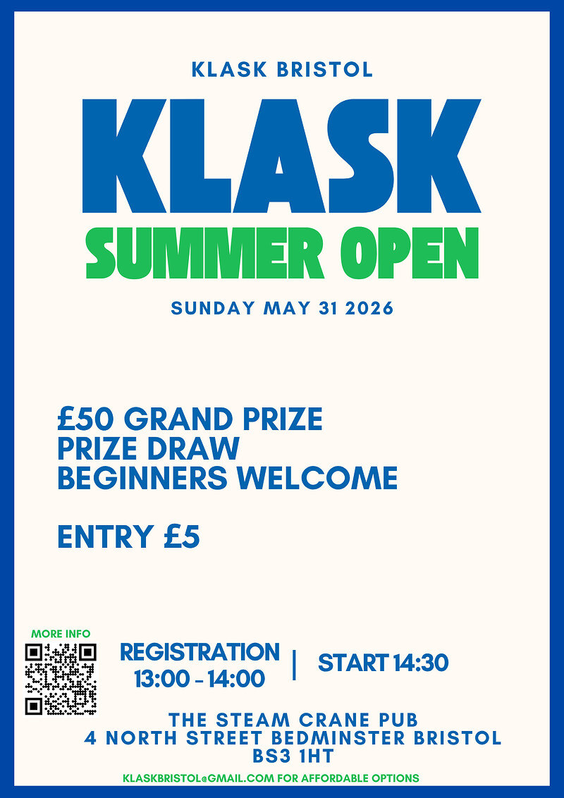 Klask Bristol Summer Open 2026 at The Steam Crane