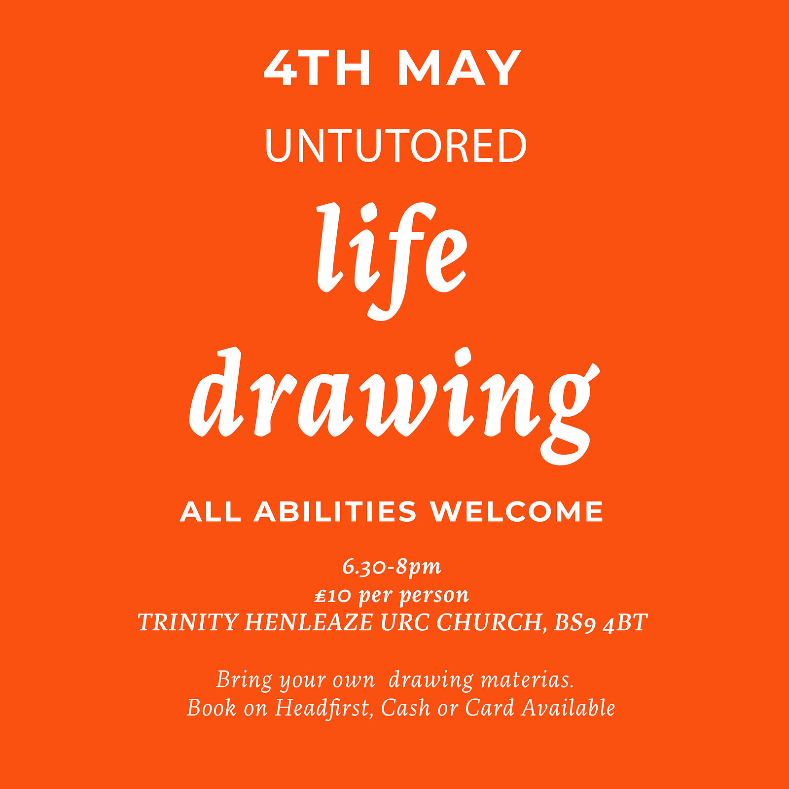Life Drawing Class - Henleaze at Trinity-Henleaze United Reformed Church