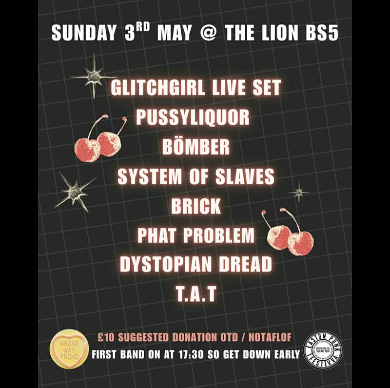 Wrong Way Promo presents Glitchgirl, Pussyliquor, Bömber, BRICK and more at The Lion BS5