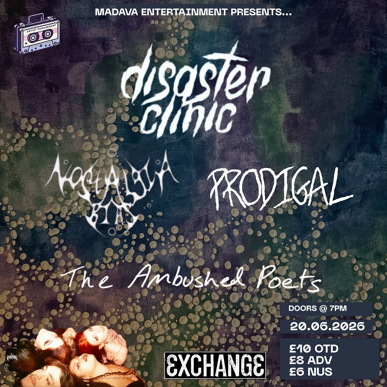 Disaster Clinic, Nostalgia Bias, Prodigal, Ambushed Poets at Exchange