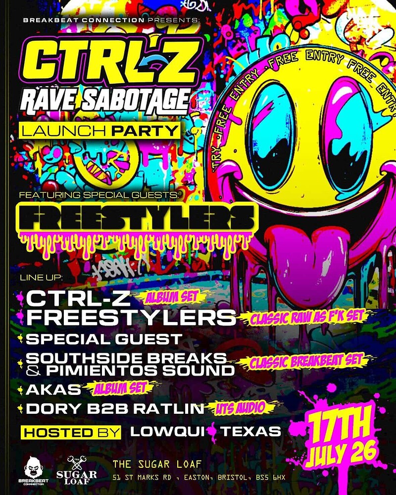 CTRLZ - The Freestylers + Support at The Sugar Loaf