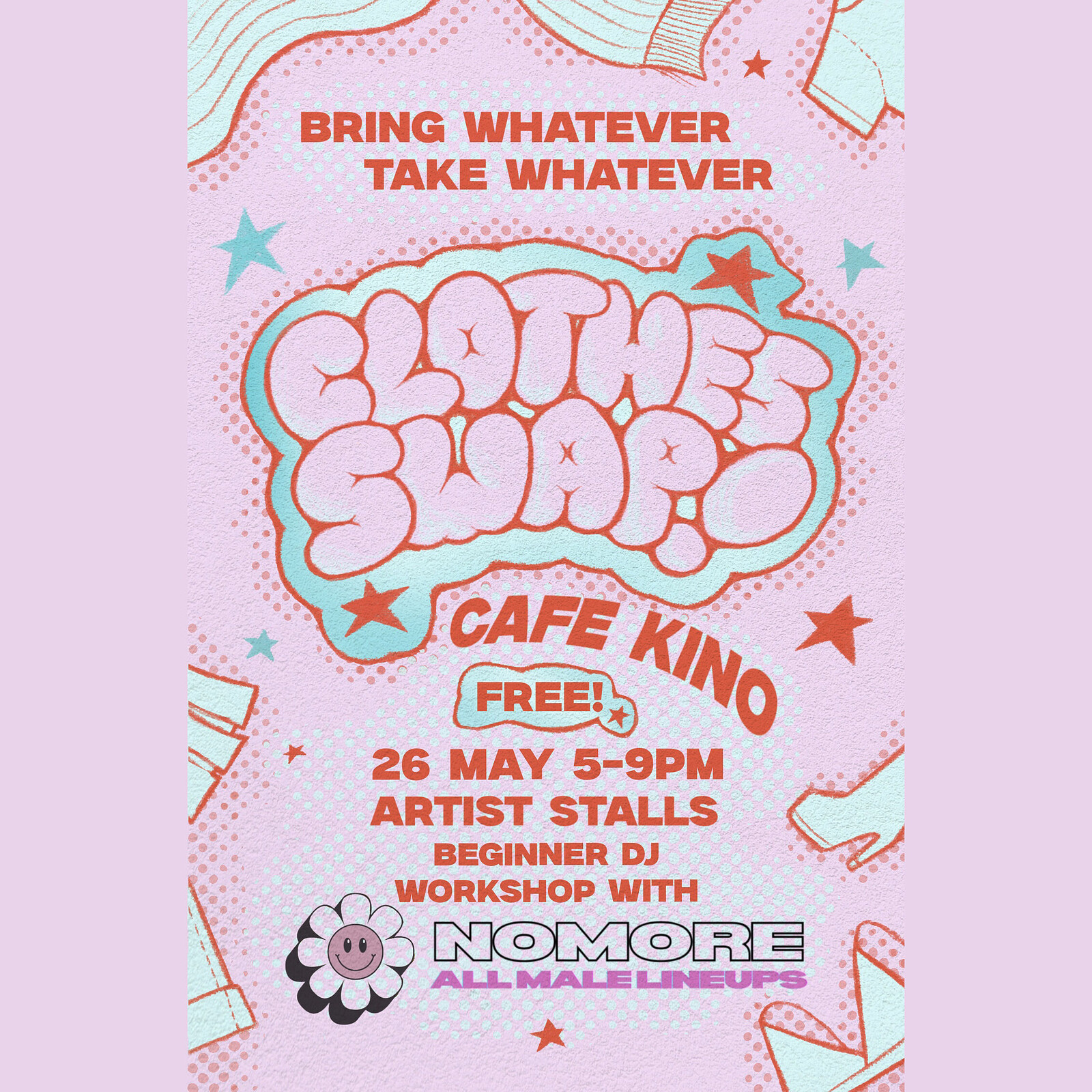 No More All Male Lineups: GNC Clothes Swap + Community Open Decks at Cafe Kino