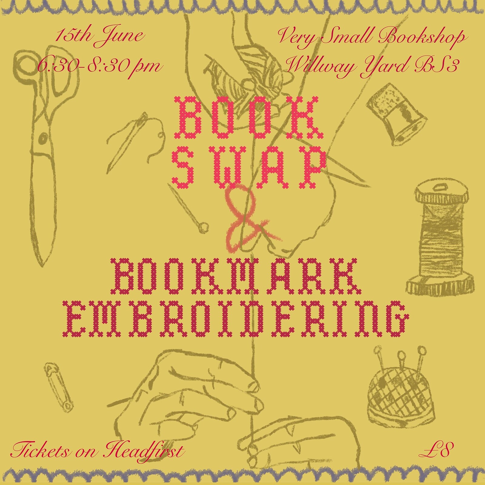 Book Swap & Bookmark Embroidering at Very Small Bookshop