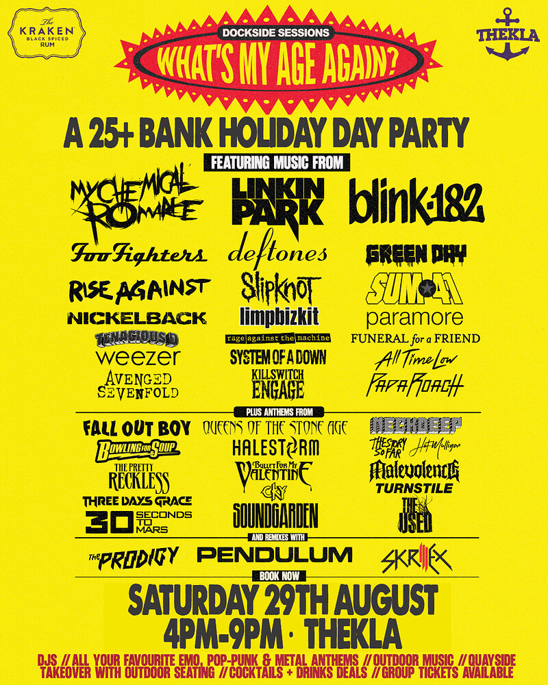 DOCKSIDE SESSIONS: What's My Age Again? Emo Deck Party at Thekla