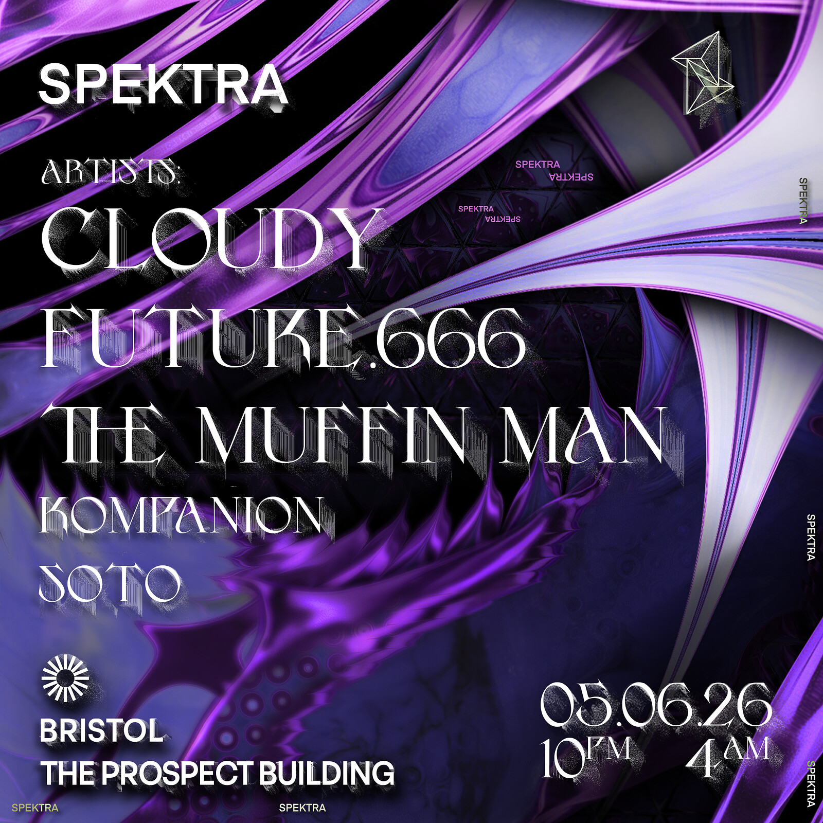 SPEKTRA: CLOUDY / FUTURE.666 / THE MUFFIN MAN at The Prospect Building