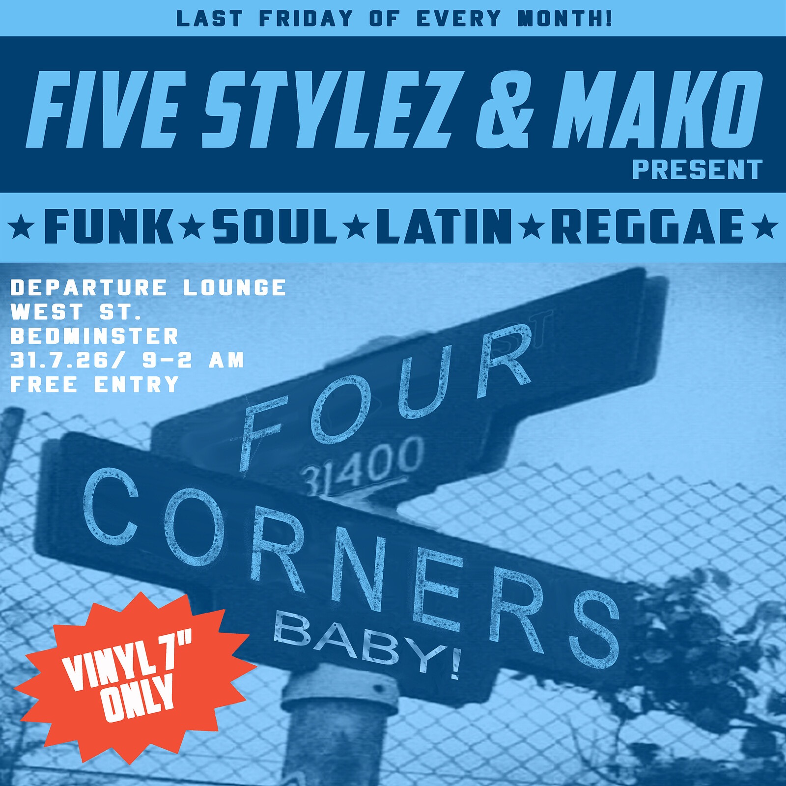 FOUR CORNERS: Funk, Soul, Latin & Reggae on 45 at Departure Lounge