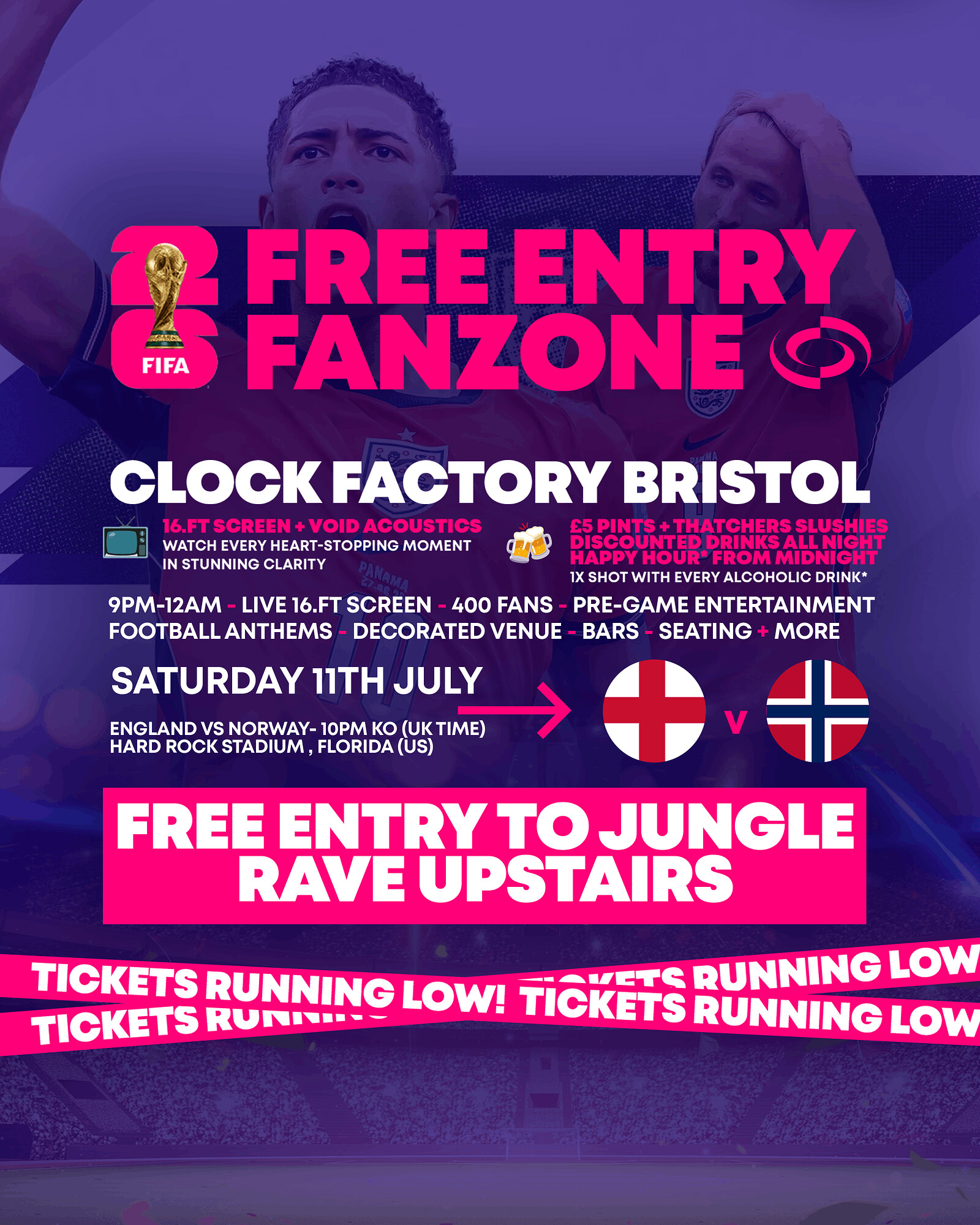 World Cup 2026 – England vs Norway @ Clock Factory Bristol at Clock Factory