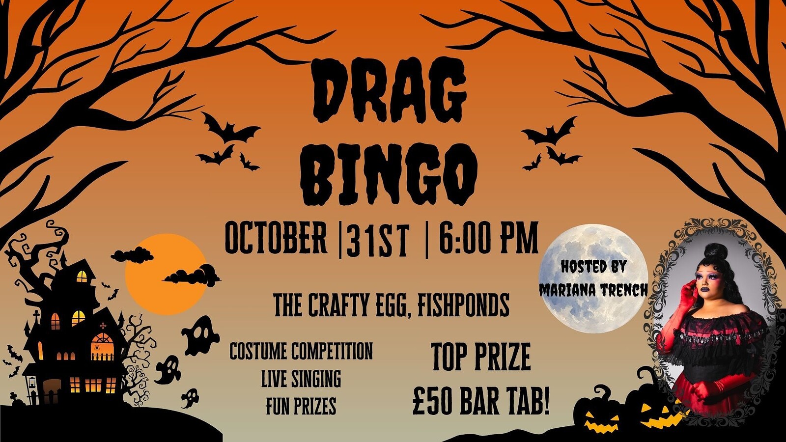 Halloween Drag Bingo at The Crafty Egg (Fishponds)
